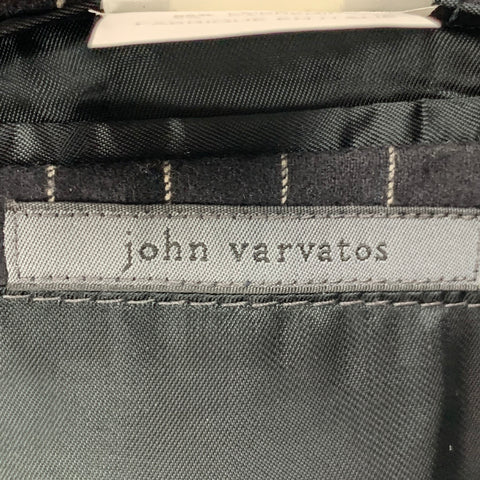 JOHN VARVATOS Size 44 Black White Pinstripe Wool Cashmere Sport Coat