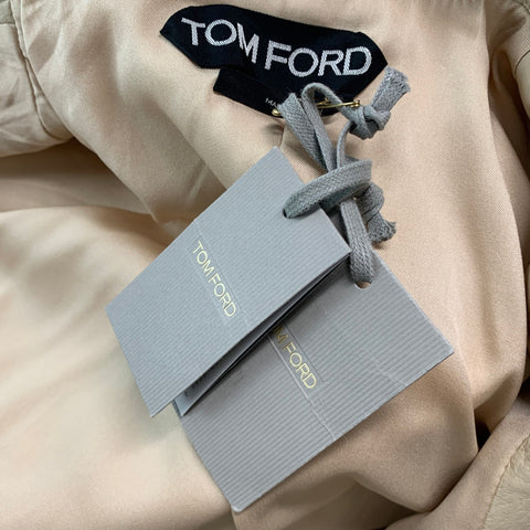 TOM FORD Size 8 Beige Viscose Quilted Biker Jacket