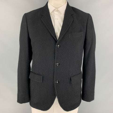 KIMINORI MORISHITA Size 42 Black Angora Notch Lapel Sport Coat