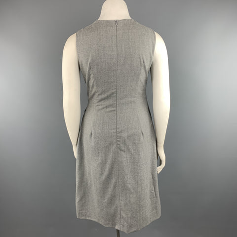 GIORGIO ARMANI Taille 10 Robe drapée sans manches en laine vierge gris chiné