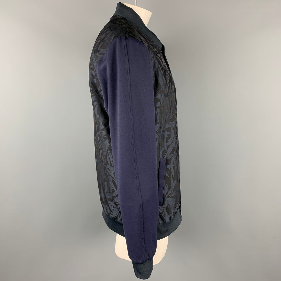 SCOTCH AND SODA Size XXL Navy Jacquard Polyester Zip Up Jacket
