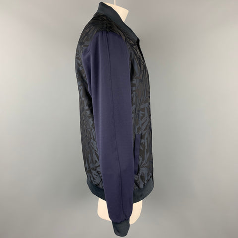 SCOTCH AND SODA Size XXL Navy Jacquard Polyester Zip Up Jacket