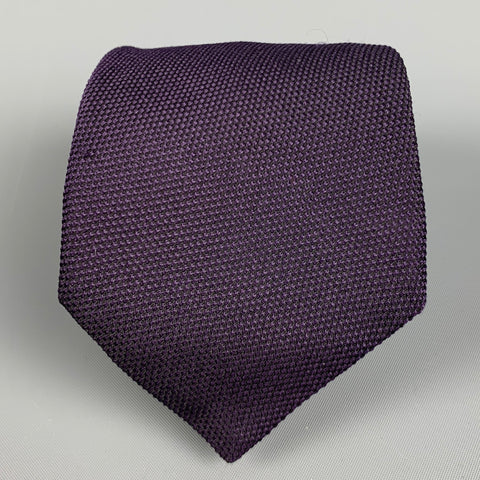 GIORGIO ARMANI Purple Black Textured Silk Tie