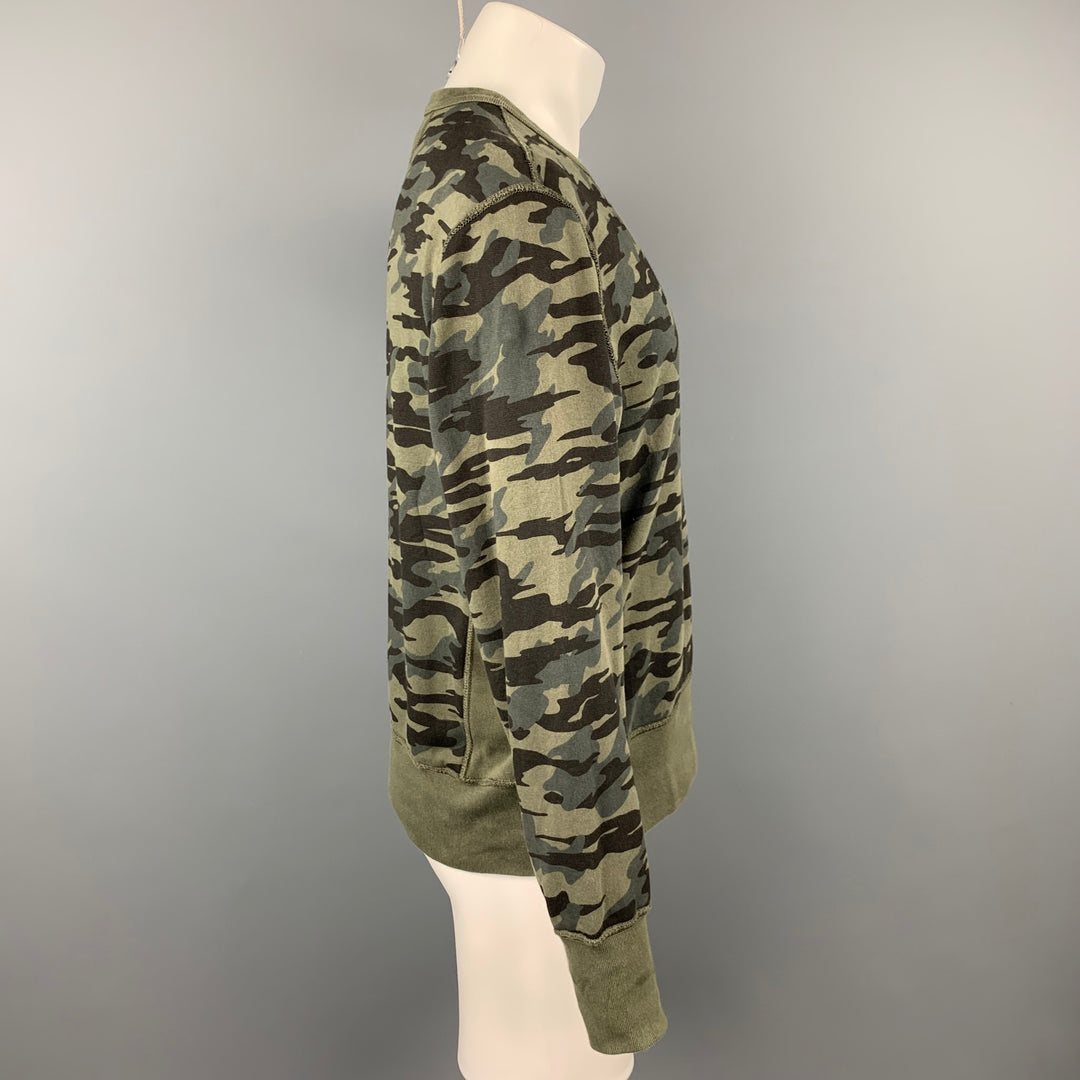 CHAMPION x TODD SNYDER Taille M Pull à col rond en coton camouflage olive