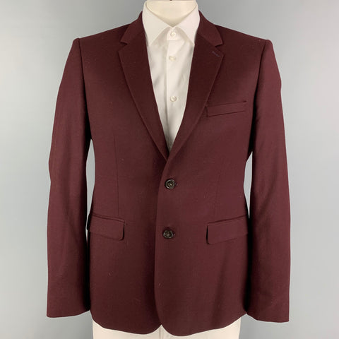 THE KOOPLES Size 42 Burgundy Wool Notch Lapel Sport Coat