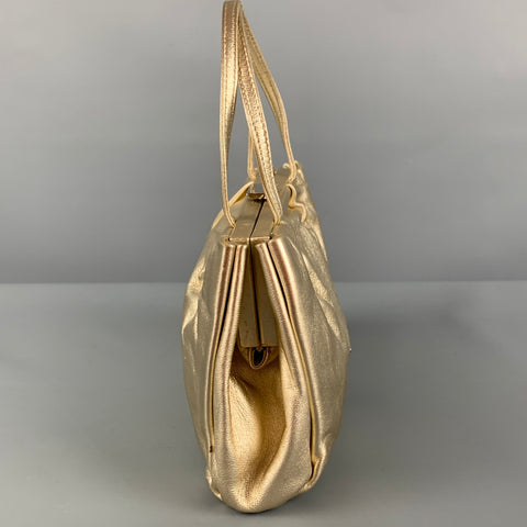 vintage PRADA Mini sac à main en cuir métallisé doré
