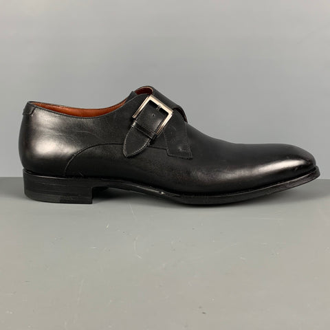 MAGNANNI SELECCION Size 10.5 Black Leather Monk Strap Loafers