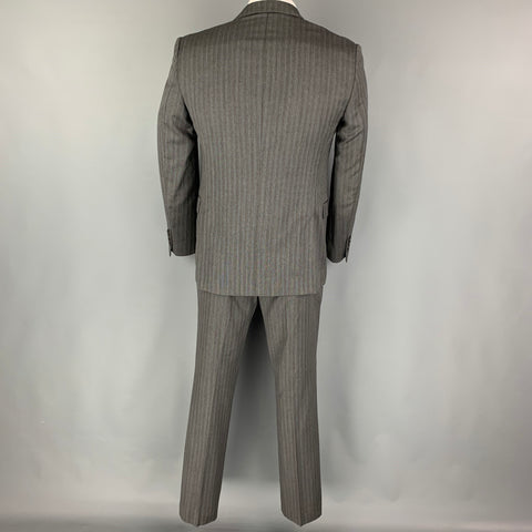GUCCI Size 40 Grey Blue Stripe Wool Notch Lapel Suit