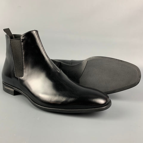 PRADA Size US 8 / UK 7  Black Brushed Leather Ankle Chelsea Boots