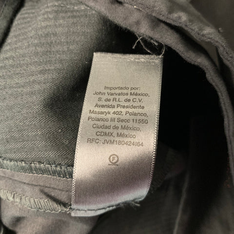 JOHN VARVATOS Taille 33 Pantalon décontracté en coton élasthanne noir à devant plat