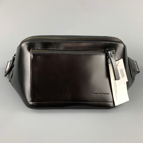 DRIES VAN NOTEN Black Patent Leather Fanny Pack