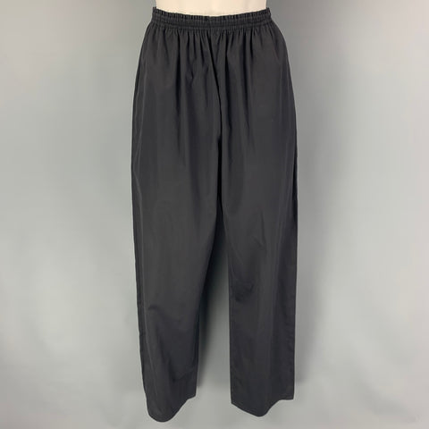 ZORAN Taille S Pantalon décontracté à jambe large en laine noire