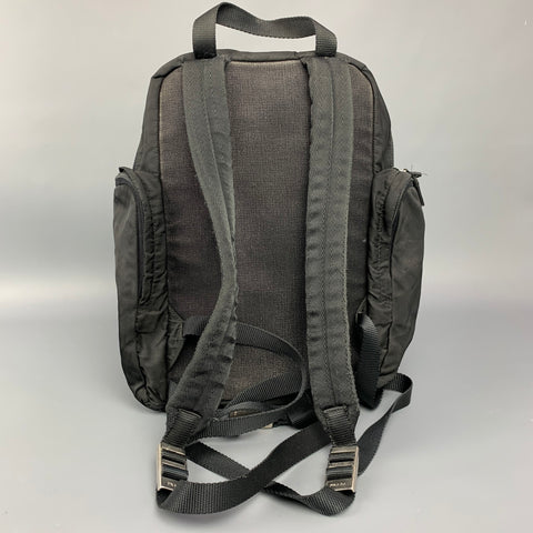 PRADA Black Nylon Zipper Pockets Backpack