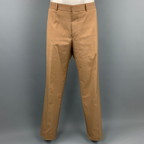HUGO BOSS Size 44 Regular Tan Cotton Notch Lapel Suit