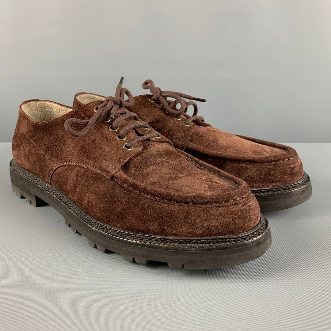 MANOLO BLAHNIK Size 9.5 Brown Suede Lace Up Shoes