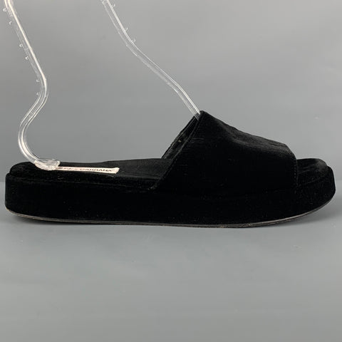 DOLCE & GABBANA Size 11 Black Velvet Platform Sandals