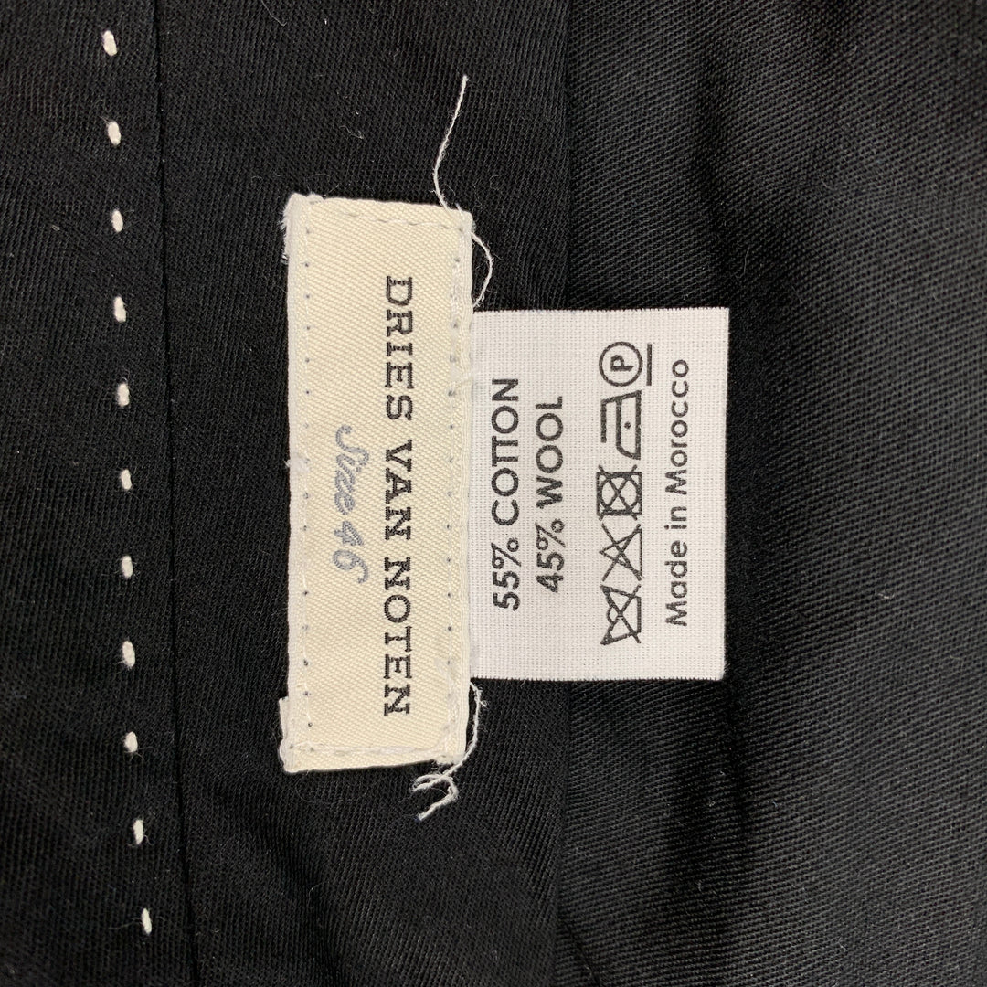 DRIES VAN NOTEN Size 30 Black Textured Cotton / Wool Straight Dress Pants