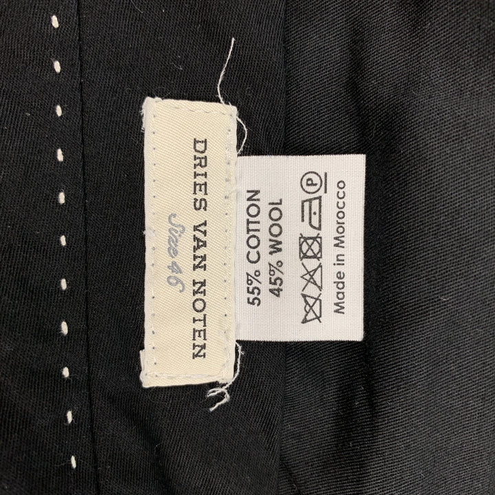 DRIES VAN NOTEN Size 30 Black Textured Cotton / Wool Straight Dress Pants