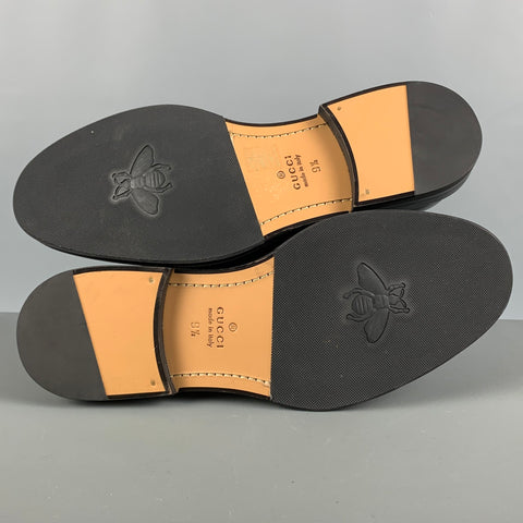 GUCCI Taille 10 Chaussures Derby en cuir noir à lacets