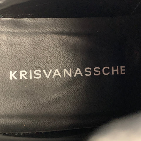 KRIS VAN ASSCHE Size 10 Navy Textured Leather Lace Up Boots