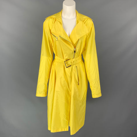 RALPH LAUREN Black Label Size 6 Yellow Nylon Belted Trench Coat