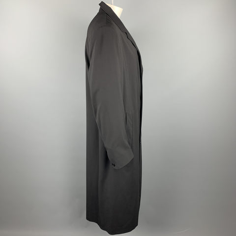 ALLEGRI Size L Black Wool / Rubber Notch Lapel Coat