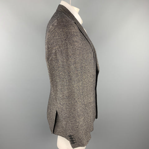 DRIES VAN NOTEN Size 44 Brown Heather Linen / Cotton Sport Coat