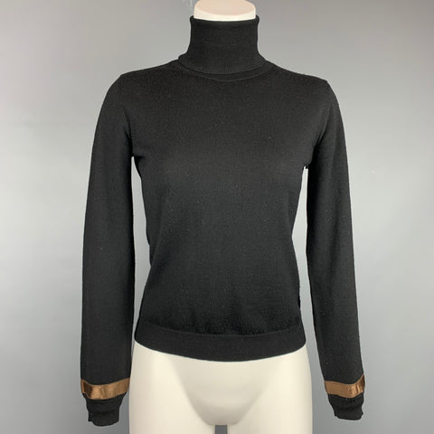 FABIANA FILIPPI Taille S Pull à col roulé en laine mérinos noir et marron