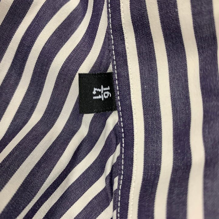 PAUL SMITH Taille L Chemise à manches longues boutonnée en coton à rayures blanches marine