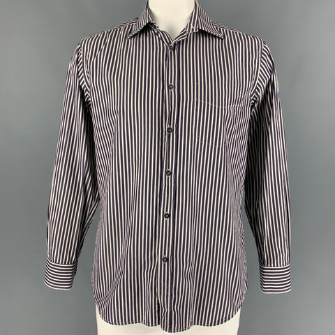 PAUL SMITH Size L Navy White Stripe Cotton Button Up Long Sleeve Shirt
