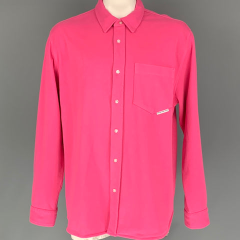 ALEXANDER WANG Size XL Pink Solid Cotton Oversized Long Sleeve Shirt