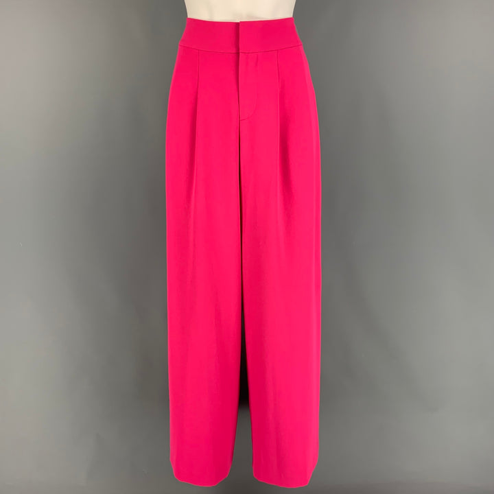 ALICE + OLIVIA Size 6 Pink Polyester Wide Leg Dress Pants