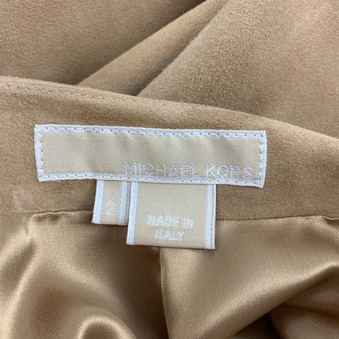 MICHAEL KORS Size 2 Beige Suede Pencil Skirt