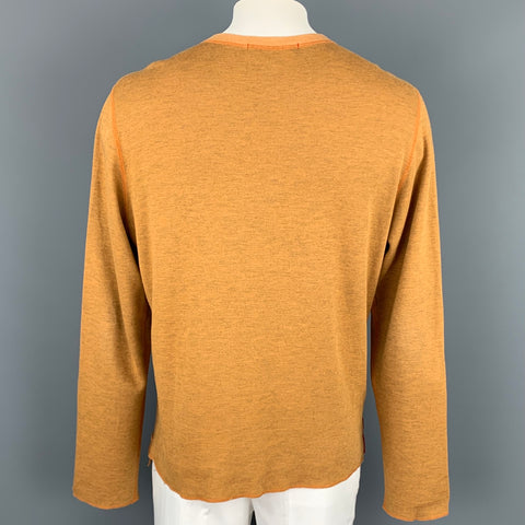 RYAN ROBERTS Size L Honey Polyester Blend Crew-Neck Pullover