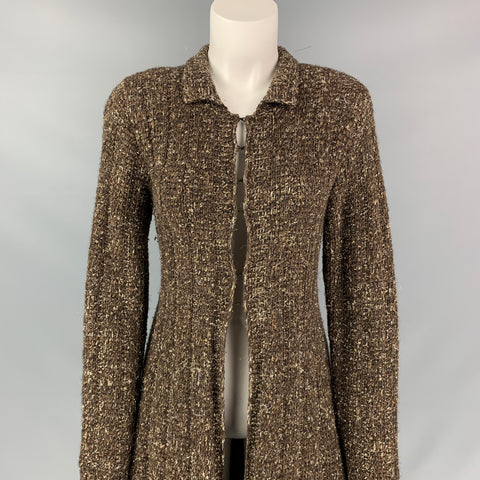 RALPH LAUREN Purple Label Size 8 Gold & Brown Knitted Cashmere Blend Coat