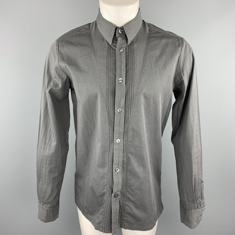 STEPHAN SCHNEIDER Size M Dark Gray Pleated Cotton Button Up Long Sleeve Shirt