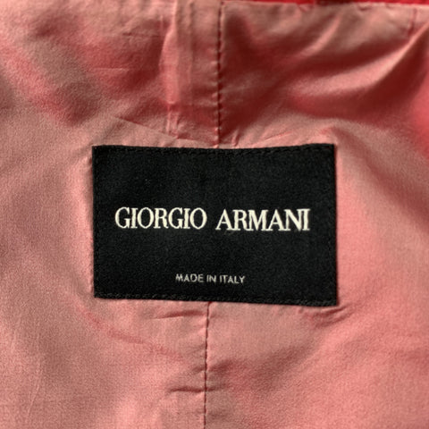 GIORGIO ARMANI Size 8 Coral Silk Blend Drawstring High Collar Jacket