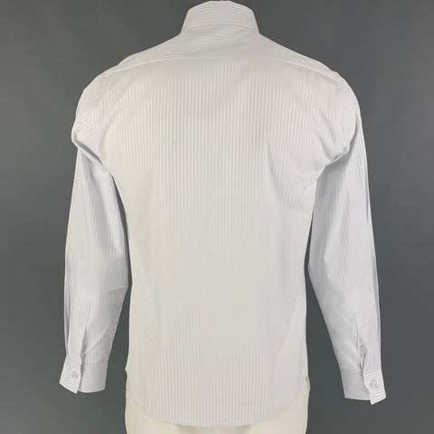 DIOR Size XL White Light Blue Stripe Hidden Placket Shirt