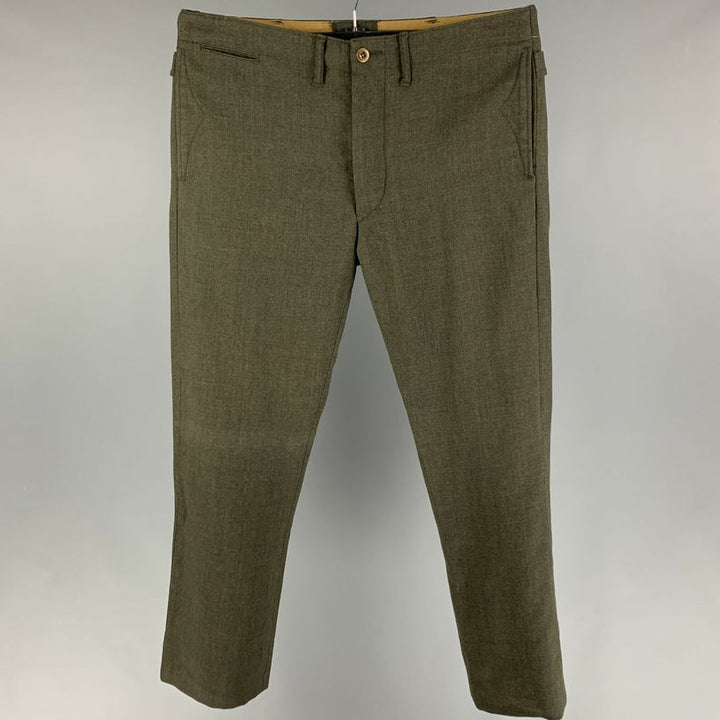 RRL by RALPH LAUREN Size 34 Olive Wool Button Fly Casual Pants