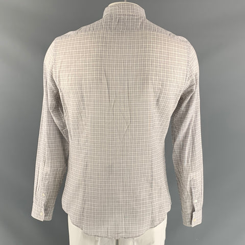 JOHN VARVATOS Size M White Checkered Cotton Button Up Long Sleeve Shirt
