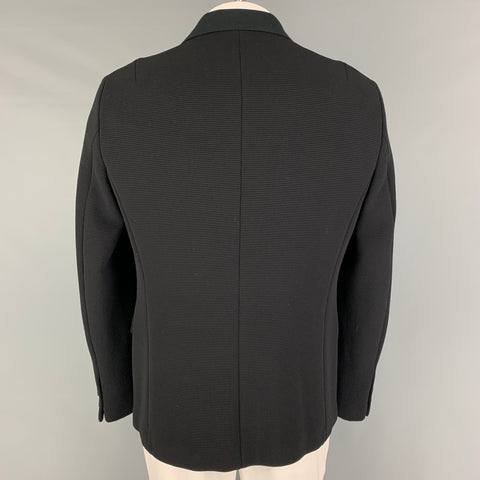EMPORIO ARMANI Size 46 Black Ribbed Polyamide Blend Sport Coat