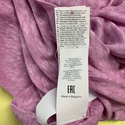 120% LINO Size 46 Pink Linen Henley Pullover