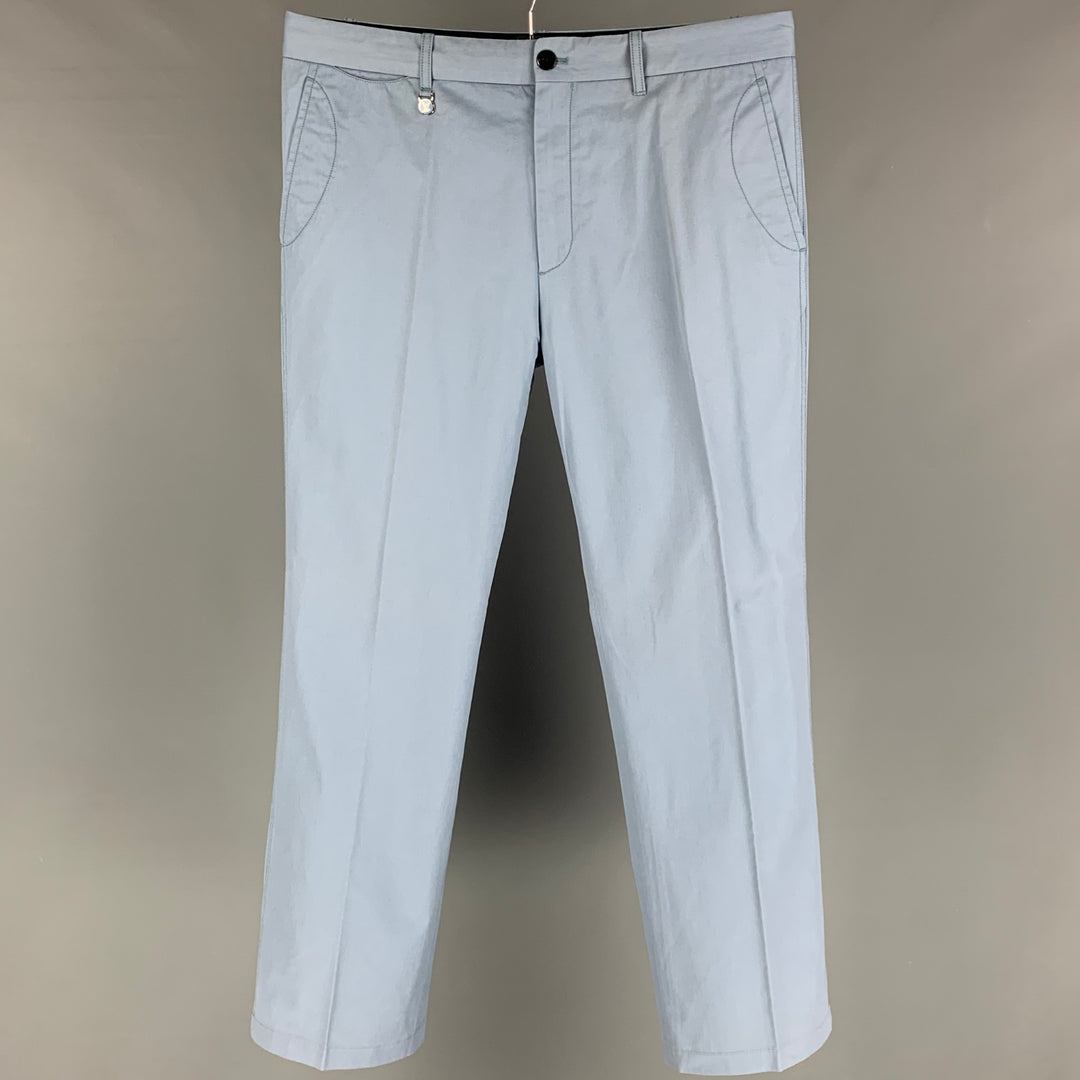 LOUIS VUITTON Taille 36 Pantalon habillé en coton bleu clair avec braguette zippée