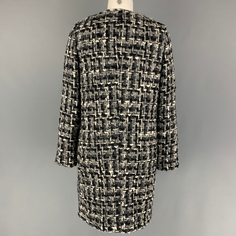 DOLCE & GABBANA Size 2 Grey Black White Wool Blend Tweed Collarless Coat