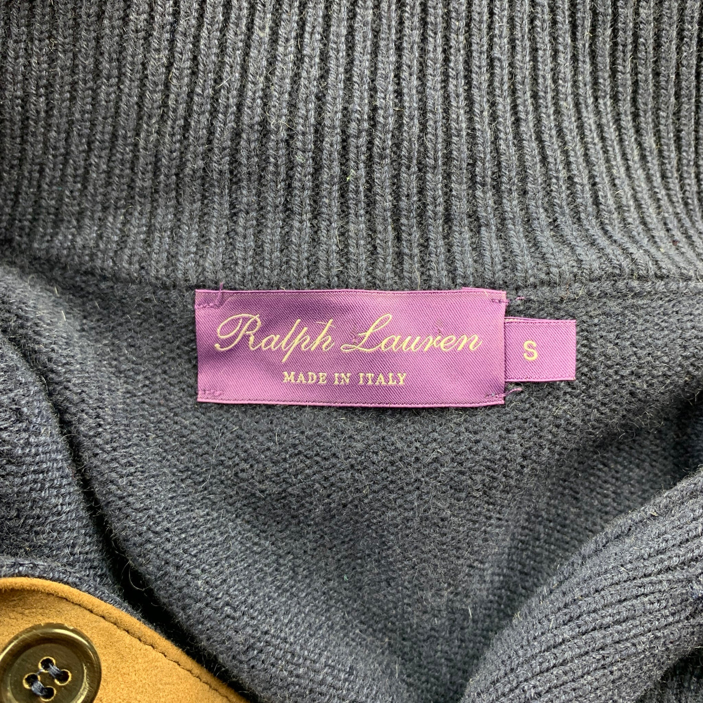 RALPH LAUREN Purple Label Size S Navy Cashmere Mock Turtleneck Pullover