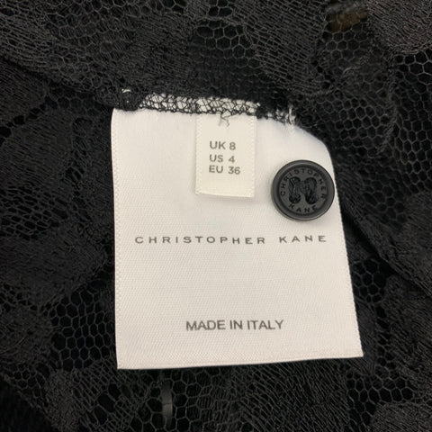 CHRISTOPHER KANE Size S Black Viscose Blend Lace High Collar Shirt