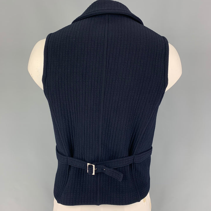 GIORGIO ARMANI Size 40 Navy Textured Wool Biker Vest
