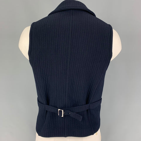 GIORGIO ARMANI Size 40 Navy Textured Wool Biker Vest