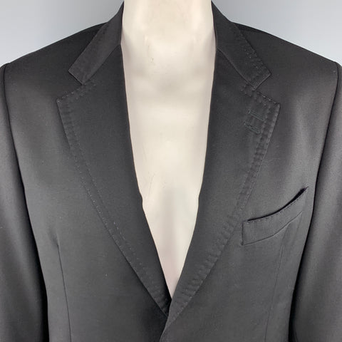 PAUL SMITH Size 44 Black Wool / Cashmere Notch Lapel Stitches Sport Coat