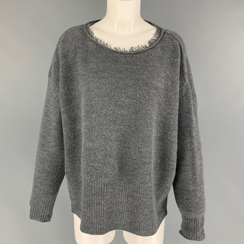 RISMAT by Y's Taille M Pull à col montant tricoté en laine et nylon gris